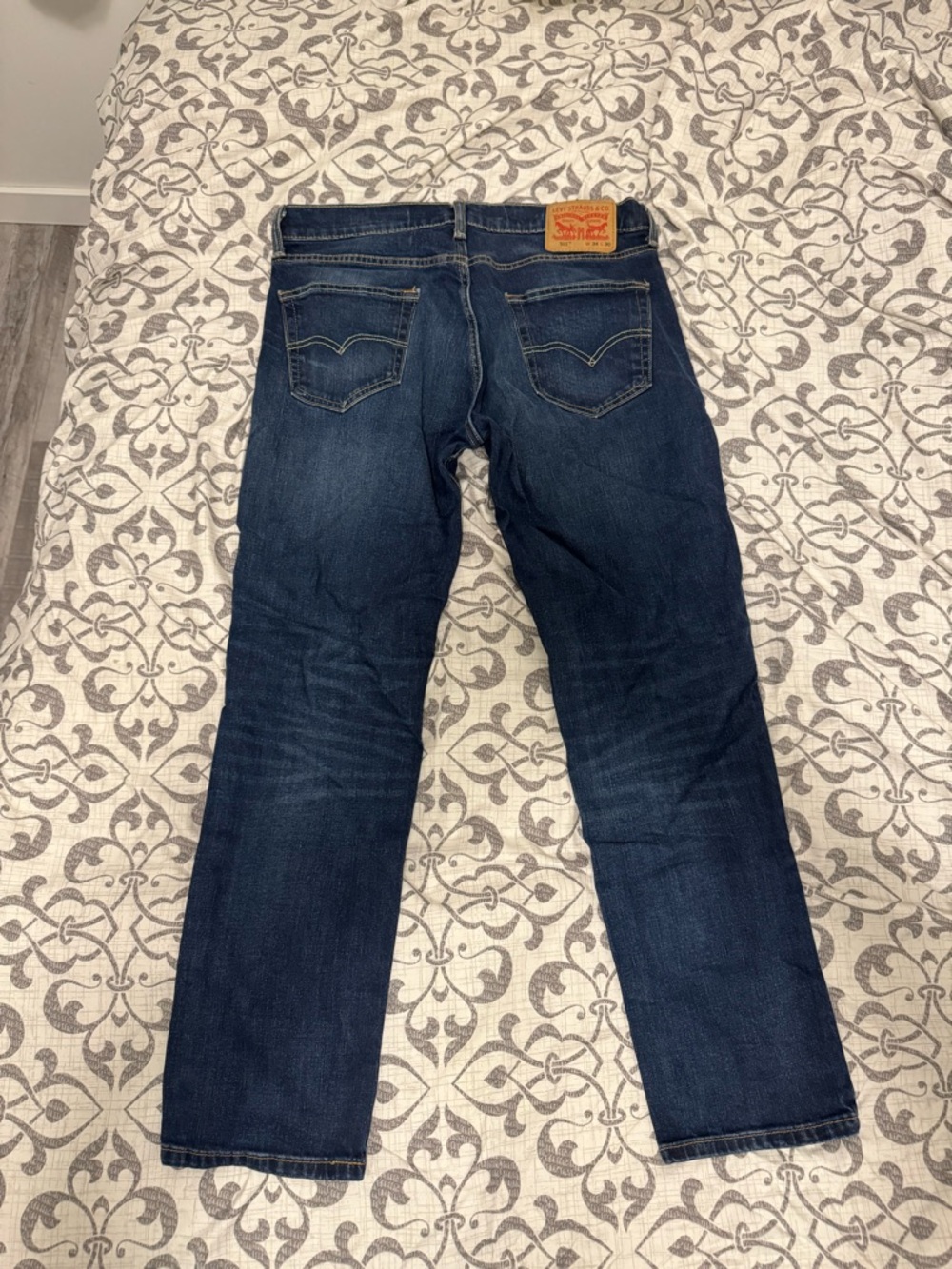 Levi's Indigo Blue Straight Jeans - Back View
